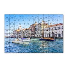 Cakapuzzle İtalya Venedik Binalar ve Kanalda Tekneler 120 Parça Ahşap Puzzle
