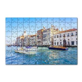 Cakapuzzle İtalya Venedik Binalar ve Kanalda Tekneler 120 Parça Ahşap Puzzle