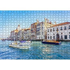 Cakapuzzle İtalya Venedik Binalar ve Kanalda Tekneler 120 Parça Ahşap Puzzle