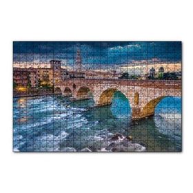 Cakapuzzle İtalya Verona Ponte Pietra Köprüsü ve Mor Gökler 120 Parça Ahşap Puzzle