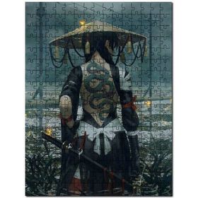 Cakapuzzle Japon Kıyafetli Dövmeli Kılıçlı Kapka Kadın Mdf 120 Parça Puzzle
