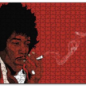 Cakapuzzle Jimi Hendrix Sigara İçiyor Kırmızı Zemin Çizim Mdf 1000 Parça Puzzle