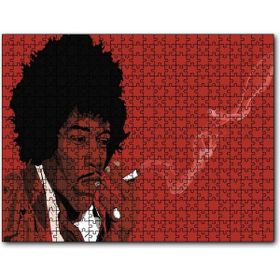 Cakapuzzle Jimi Hendrix Sigara İçiyor Kırmızı Zemin Çizim Mdf 1000 Parça Puzzle