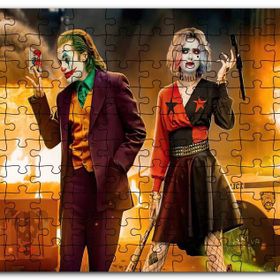 Cakapuzzle Joker ve Harley Quinn Alevler Arkaplan Mdf 255 Parça Puzzle