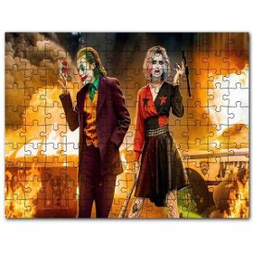 Cakapuzzle Joker ve Harley Quinn Alevler Arkaplan Mdf 255 Parça Puzzle