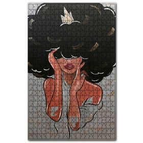 Cakapuzzle Kabarık Saçlı Siyahi Kadın Karikatürize Ahşap 255 Parça Puzzle