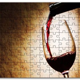 Cakapuzzle Kadehe Dökülen Kırmızı Şarap Görseli Mdf 120 Parça Puzzle