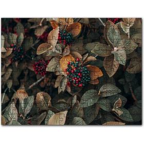 Cakapuzzle Kadife Yeşili Yapraklar ve Kırmızı ve Yeşil Meyveler 120 Parça Puzzle