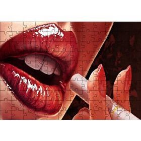 Cakapuzzle Kadın Dudaklar ve Sigara Yakın Plan Çizim Mdf 120 Parça Puzzle