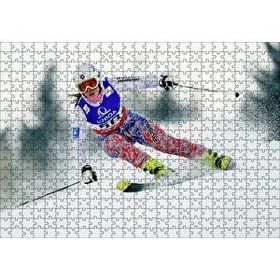 Cakapuzzle Kadın Kayakçı Siporu 120 Parça Ahşap Puzzle