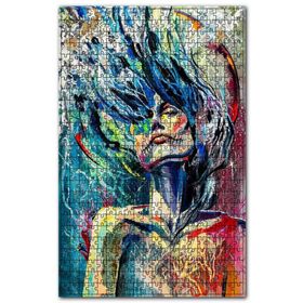 Cakapuzzle Kadın Tasvir Eden Kaprisli Gerçeküstü Sanat Ahşap 1000 Parça Puzzle