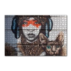 Cakapuzzle Kadın ve Kedisi Duvar Boyama 120 Parça Puzzle