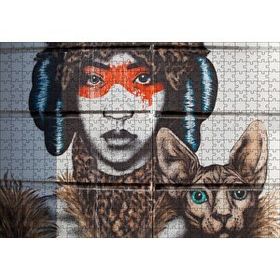 Cakapuzzle Kadın ve Kedisi Duvar Boyama 500 Parça Puzzle