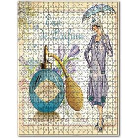 Cakapuzzle Kadın ve Parfüm Afişli Görseli Ahşap 1000 Parça Puzzle
