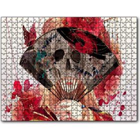 Cakapuzzle Kadın Yelpaze Kurukafa ve Kelebek 1000 Parça Puzzle