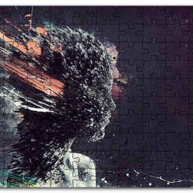 Cakapuzzle Kadın Yüzü Desen Patlaması Siyah Arkaplan Mdf 120 Parça Puzzle