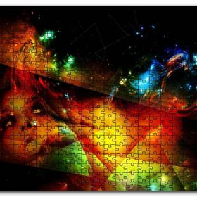 Cakapuzzle Kadın Yüzü Geometrik Şekiller ve Spot Işıklar Mdf 1000 Parça Puzzle