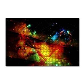 Cakapuzzle Kadın Yüzü Geometrik Şekiller ve Spot Işıklar Yapboz MDF Puzzle