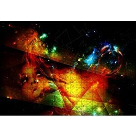 Cakapuzzle Kadın Yüzü Geometrik Şekiller ve Spot Işıklar Yapboz MDF Puzzle