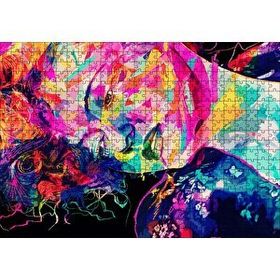 Cakapuzzle Kadın Yüzü ve Renk Patlaması 120 Parça Ahşap Puzzle