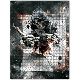 Cakapuzzle Kafatası Oyun Kartı Karo ve Kupa Ası Ahşap 255 Parça Puzzle