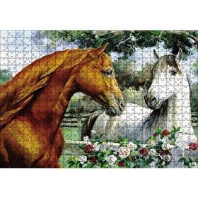 Cakapuzzle Kahve Beyz Renk Atlar Ahşap 500 Parça Puzzle