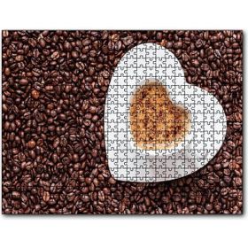 Cakapuzzle Kahve Çekirdekleri Kalpli Fincanda Cappucino Mdf 1000 Parça Puzzle