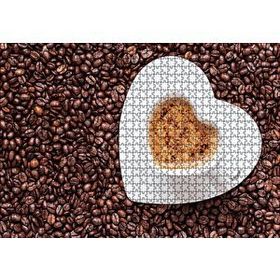 Cakapuzzle Kahve Çekirdekleri Kalpli Fincanda Cappucino Mdf 1000 Parça Puzzle