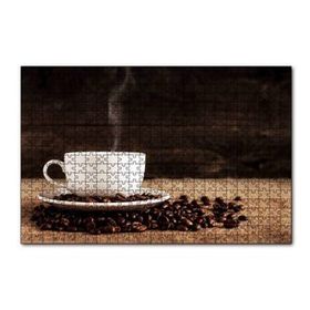 Cakapuzzle Kahve Çekirdekleri ve Dumanı Üstünde Fincan Kahve 120 Parça Ahşap Puzzle