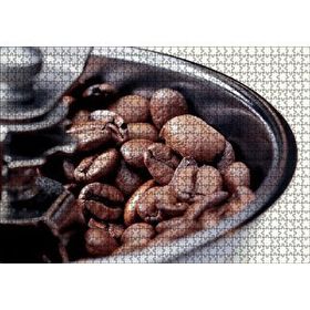 Cakapuzzle Kahve Değirmeni ve Çekirdekler Yakın Çekim 120 Parça Ahşap Puzzle