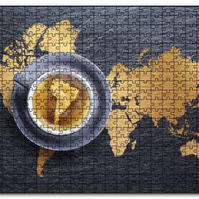 Cakapuzzle Kahve Köpüğünden Dünya Haritası Fincanda Amerik Mdf 1000 Parça Puzzle