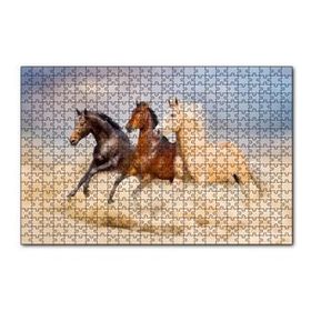 Cakapuzzle Kahve Renk Tonlarındaki Üç At Görseli 120 Parça Ahşap Puzzle
