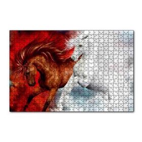 Cakapuzzle Kahverengi At Kızıl Zemin Beyaz At 120 Parça Puzzle