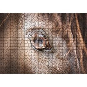 Cakapuzzle Kahverengi Atın Gözü Yakın Çekim 120 Parça Ahşap Puzzle