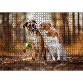Cakapuzzle Kahverengi Beyaz Aşık Köpekler 120 Parça Puzzle