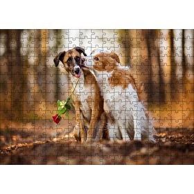 Cakapuzzle Kahverengi Beyaz Aşık Köpekler 255 Parça Puzzle