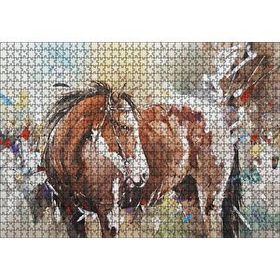 Cakapuzzle Kahverengi Beyaz At Büyük Fırça Darbeleri 1000 Parça Puzzle