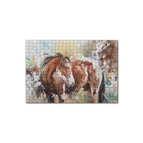 Cakapuzzle Kahverengi Beyaz At Büyük Fırça Darbeleri 120 Parça Puzzle