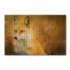 Cakapuzzle Kahverengi Beyaz Tilki Flu Arkaplan İllüstrasyon 120 Parça Ahşap Puzzle