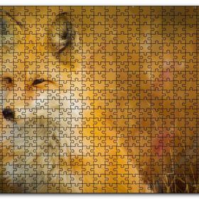 Cakapuzzle Kahverengi Beyaz Tilki Flu Arkaplan İllüstrasyon Mdf 120 Parça Puzzle