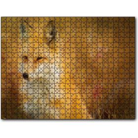 Cakapuzzle Kahverengi Beyaz Tilki Flu Arkaplan İllüstrasyon Mdf 120 Parça Puzzle