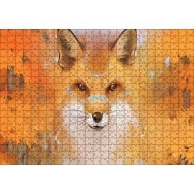 Cakapuzzle Kahverengi Beyaz Tilki ve Arkaplanda Ağaçlar 120 Parça Ahşap Puzzle