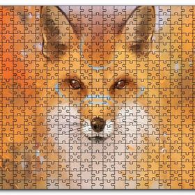 Cakapuzzle Kahverengi Beyaz Tilki ve Arkaplanda Ağaçlar Mdf 120 Parça Puzzle