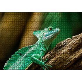 Cakapuzzle Kahverengi Dal Üzerinde Yeşil Kertenkele Yakın Mdf 1000 Parça Puzzle
