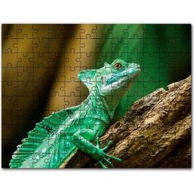 Cakapuzzle Kahverengi Dal Üzerinde Yeşil Kertenkele Yakın Mdf 255 Parça Puzzle