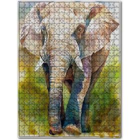 Cakapuzzle Kahverengi Fil Suluboya Çizim 1000 Parça Puzzle
