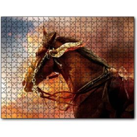 Cakapuzzle Kahverengi Kızılderili Atı ve Kızıl Bulutlar Mdf 1000 Parça Puzzle