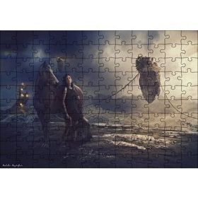 Cakapuzzle Kale Yüzen Kayalık Kız ve At Mdf 120 Parça Puzzle