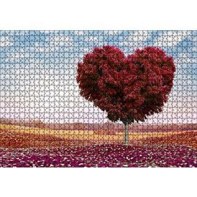 Cakapuzzle Kalp Şeklinde Ağaç Kızıl Yapraklar 1000 Parça Puzzle