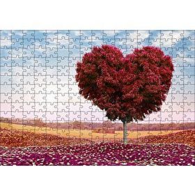 Cakapuzzle Kalp Şeklinde Ağaç Kızıl Yapraklar 255 Parça Puzzle